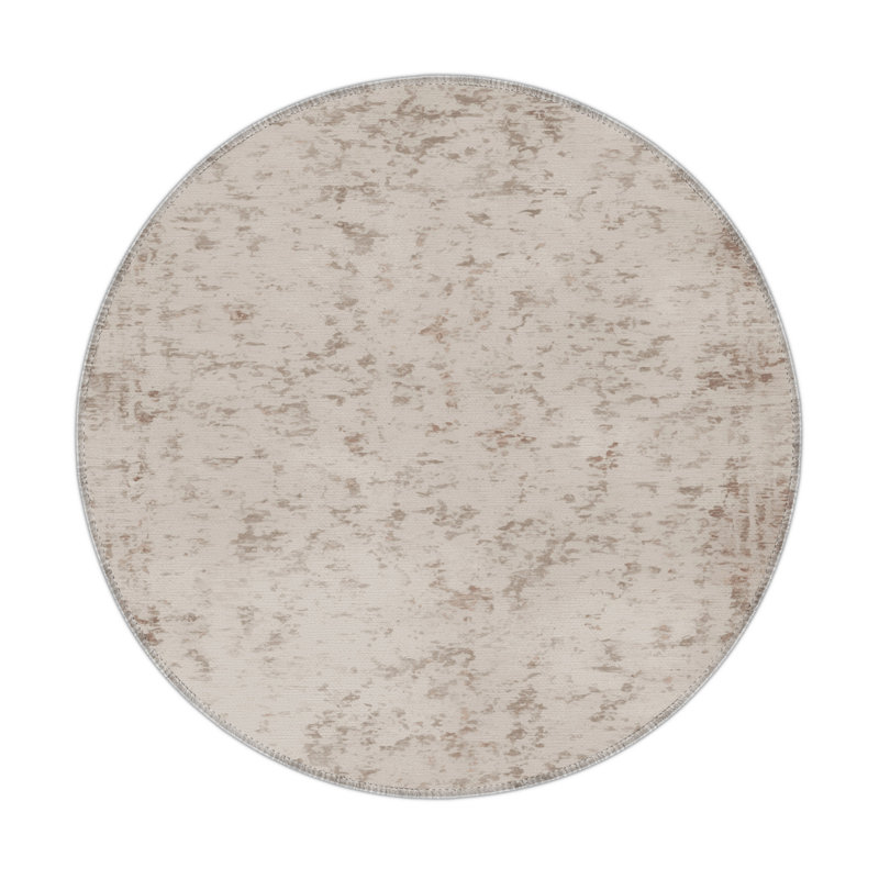 Tapis beige abstrait intérieur et extérieur, Rond 5 pi