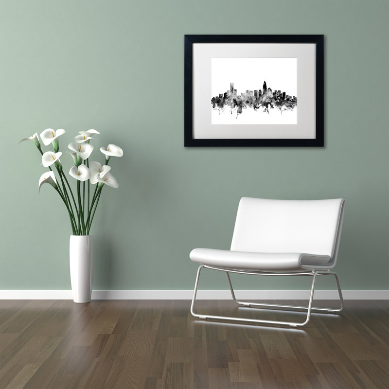 « charlotte nc horizon b&w », reproduction d’impression sur toile encadrée, H 11 po x l 14 po x P 0,5 po