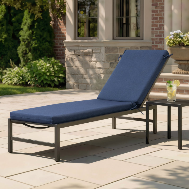 23‘’ in W X 80‘’ in D X 2.75‘’ in H Outdoor Chaise Lounge Cushion Set, Navy