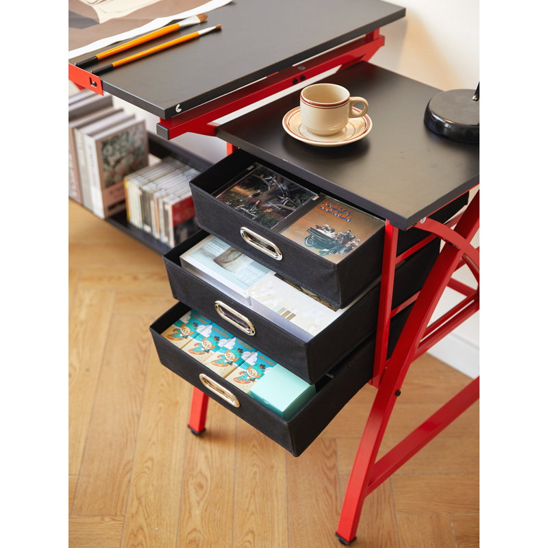 Table à dessin avec tabouret, Rouge
