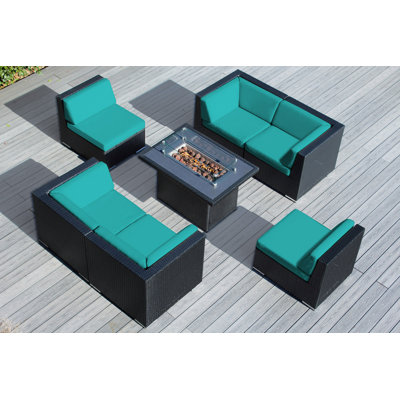 Ensemble conversationnel 7 pièces sans ensemble modulaire et table de feu