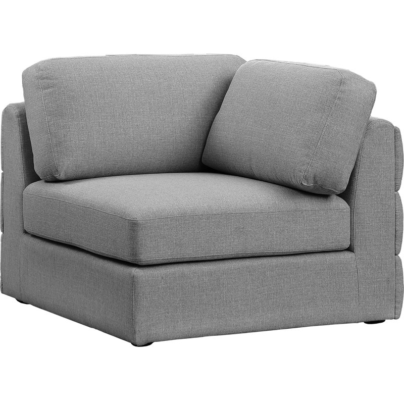 Fauteuil d'angle modulaire en lin de 38 po de largeur, Tissu gris texturé en lin