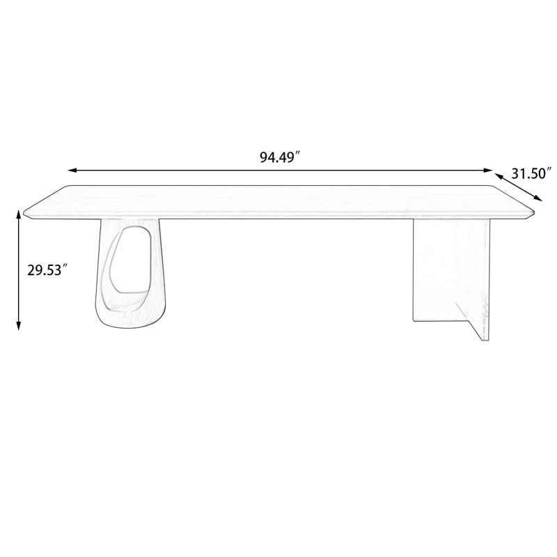 Brown Rectangular Solid Wood desk, 29.6" H x 94.5" W x 31.5" D