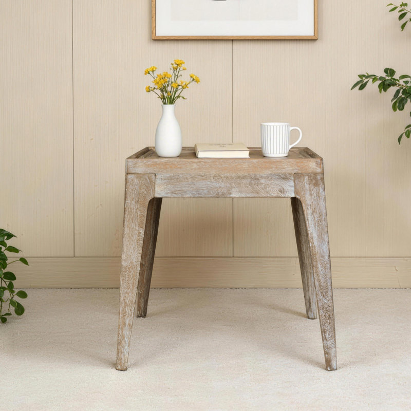 Schmitt Solid Wood Tray Top End Table