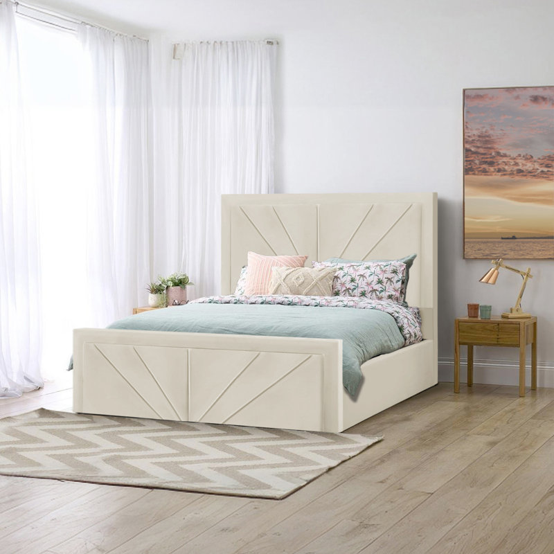 Upholstered Ottoman Storage Bed, Super King (6'), Cream