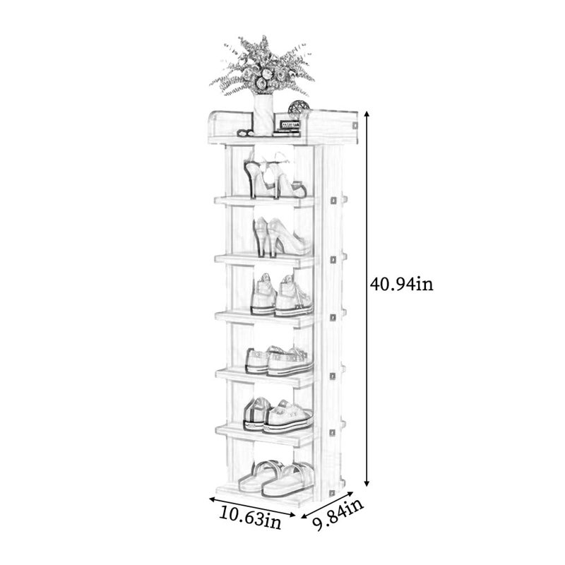 7 Pair Shoe Storage Cabinet, White