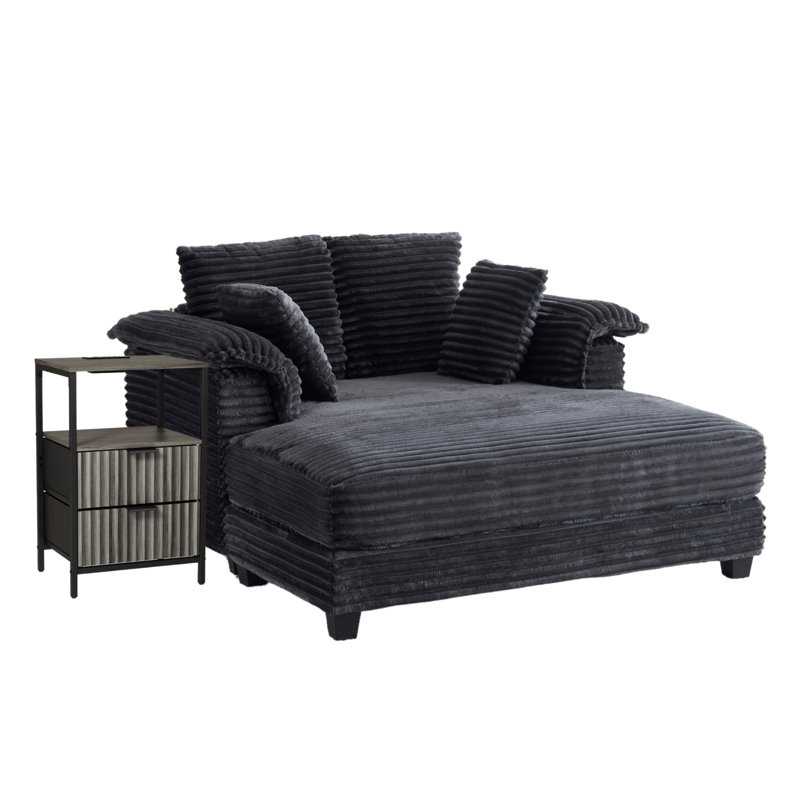 Ensemble de salon 2 pièces avec canapé-lit et table de bout avec tiroir, 2 Pieces: Sofa, End Table, Dark Grey