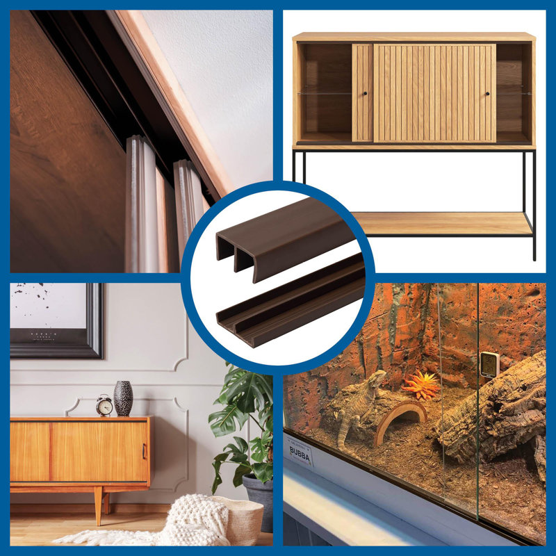 Rail de porte coulissante 3/4 po - ensemble supérieur et inférieur en plastique brun 36 po, paquet de 4 - Outwater, Brun