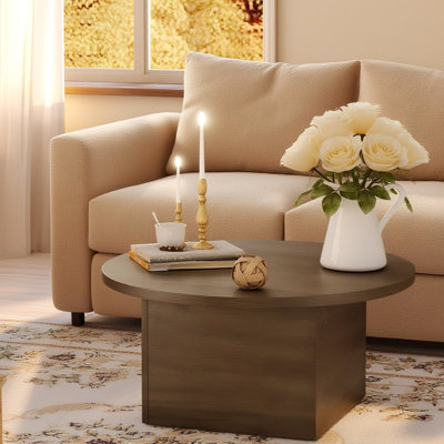 Modern Wooden Round Coffee Table, Minimalist Style
