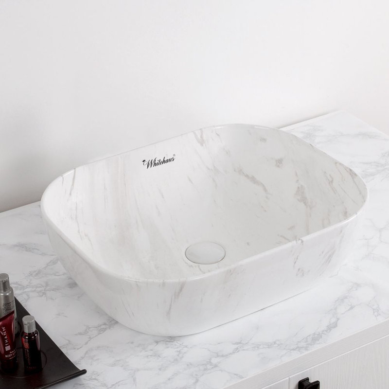 Whitehaus 20" Rectangular Above Mount /Vessel Lavatory Basin, White