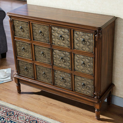 Double-Door Three-Tier Entryway Accent Cabinet