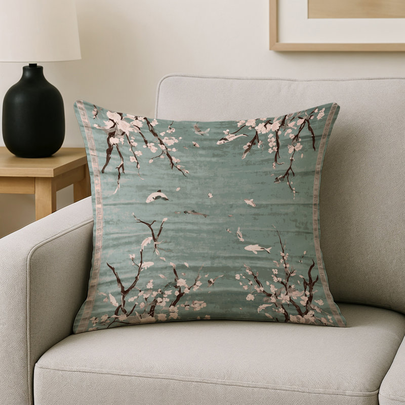 Coussin décoratif intérieur et extérieur Modern, Gris floral 144, Carré 18 po