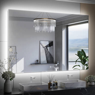 Orren Ellis Aevar Super Bright Front & Back Lighted Anti-Fog Bathroom/Vanity  Mirror with Tempered Glass & ETL & Reviews