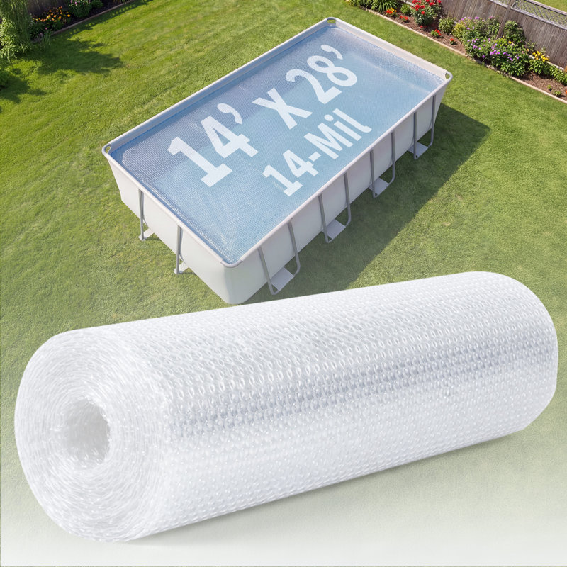 Blue Wave 14x28-ft Rectangle Solar Pool Cover 14-Mil Clear - Solar Cover for Above Ground Pool & Inground Pool, Thermal Bubble Blanket for Heat Retention & Reduced Evaporation