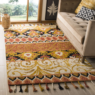Niederanven Hand Hooked Wool Ikat Rug