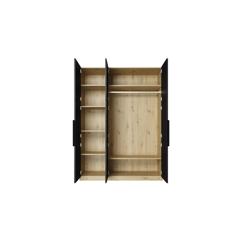 Mykila Wardrobe 150 3d, Artisan Oak/Black 