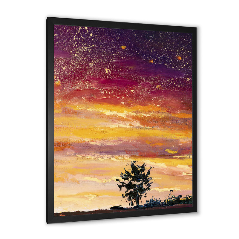 Futurist Sunset - Peinture, Toile avec cadre photo noir, H 20 po x l 12 po x P 1 po