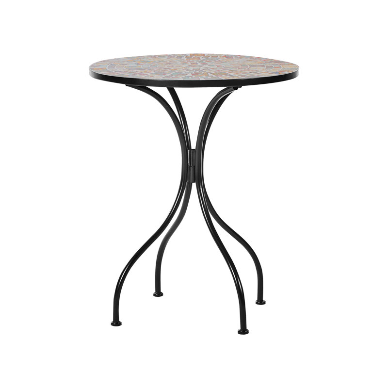 Murrieta Round Concrete and Glass Iron Outdoor Bistro Table - 60 cm W 60 cm D