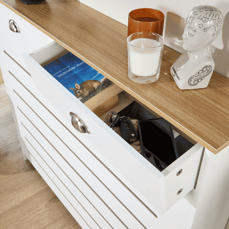 Batley Drawer Radiator Cover, 2 Drawer - 111.5cm W, White