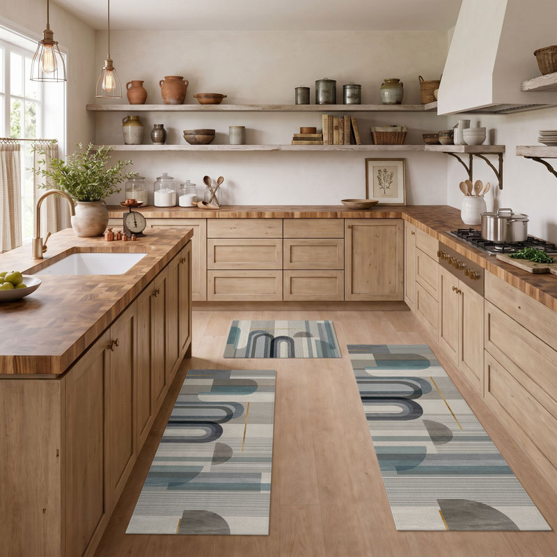 Tapis de cuisine géométriques abstraits et lavables antidérapants