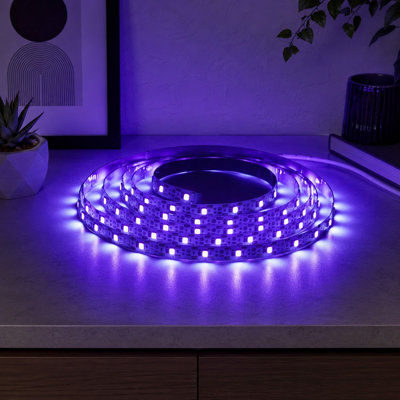 6.6FT/2M 10W USB LED Blacklight Strip with 120 UV LEDs, 395-400nm, DC 5V | Flexible Indoor Lighting for Glow Posters, Bedrooms, Playrooms, Halloween and Dark Parties