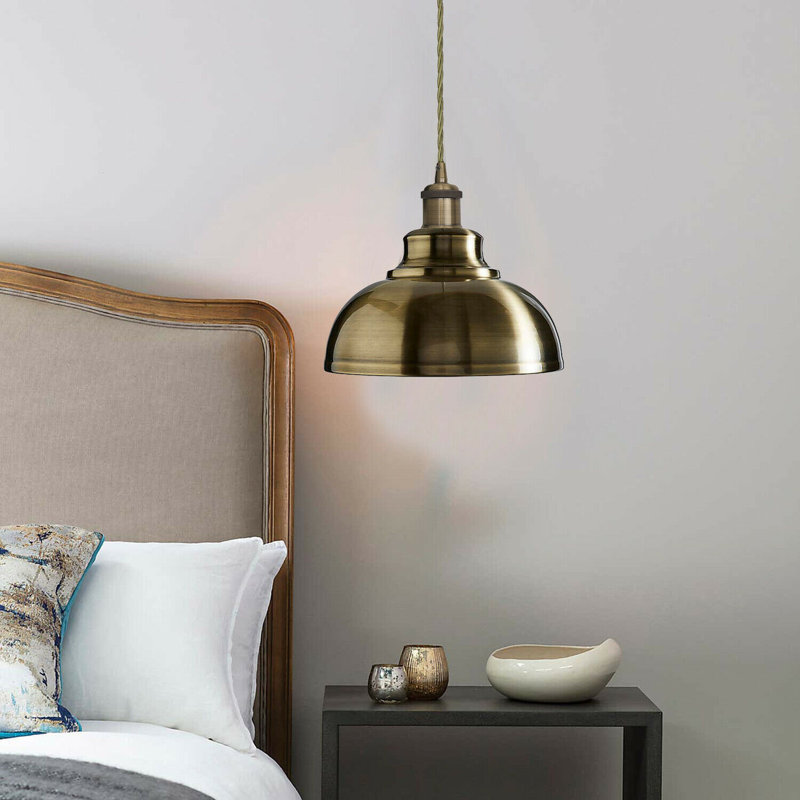 Light Green Brass Dome Pendant – Industrial Modern Ceiling Light Fixture for Kitchen & Dining