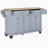 Kitchen Island With Rubber Wood Countertop, Kitchen Cart On 5 Wheels With Storage Cabinet-1569913702