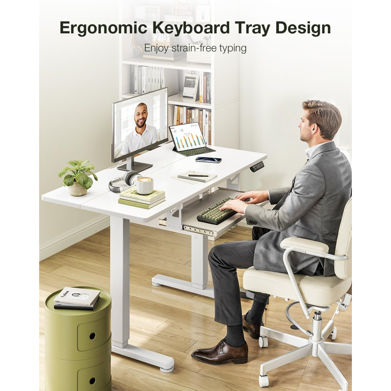 Standing Desk With Keyboard Tray, Height Adjustable Small Table,Computer Desk  For Home, Office