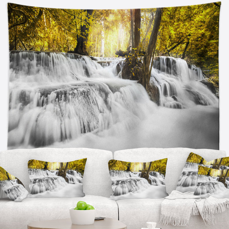 Photographie de paysage coloré tapisserie d'erawan tapisserie, H 68 po x l 80 po