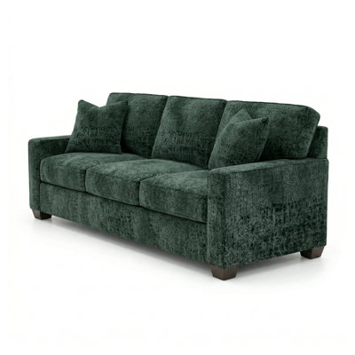 Canapé à accoudoirs carrés 92 po Clifford en velours vert antique ou vert sauge - fabriqué aux États-Unis