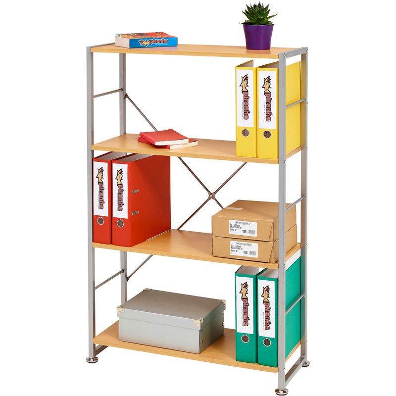 Vineleaf 119cm H x 80cm W Aluminium Etagere Bookcase, Beech
