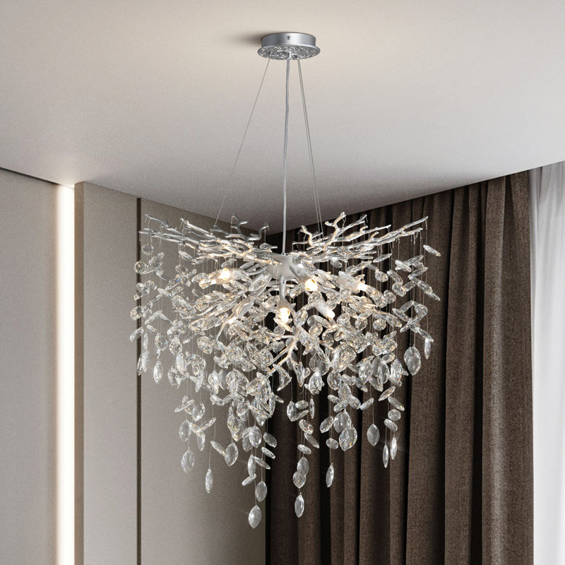 Lustre en cristal Paree Luxury, H 27,56 po x l 23,62 po x P 23,62 po, Noir mat