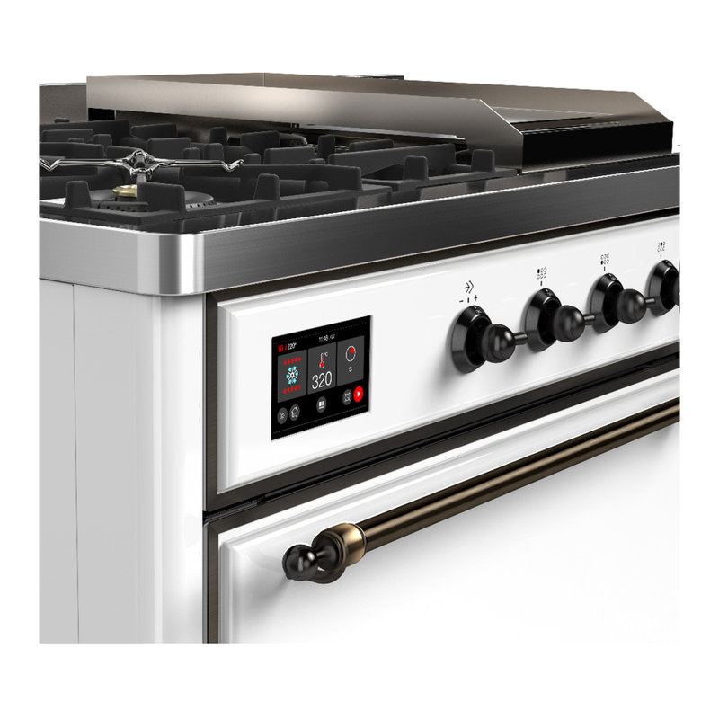 Majestic III Series 48 Inch Dual Fuel Range with 5 Sealed Burners, Griddle, Frenchtop in Burgundy (Natural Gas, Chrome Trim)
