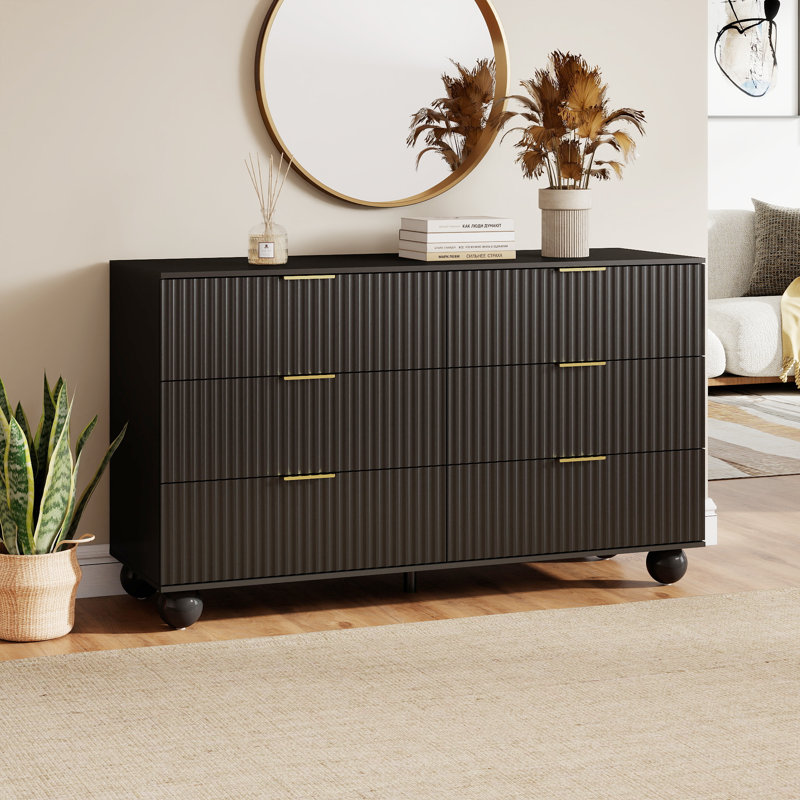 53.15'' W 6-Drawer Storage Dresser with Safety Round Feet