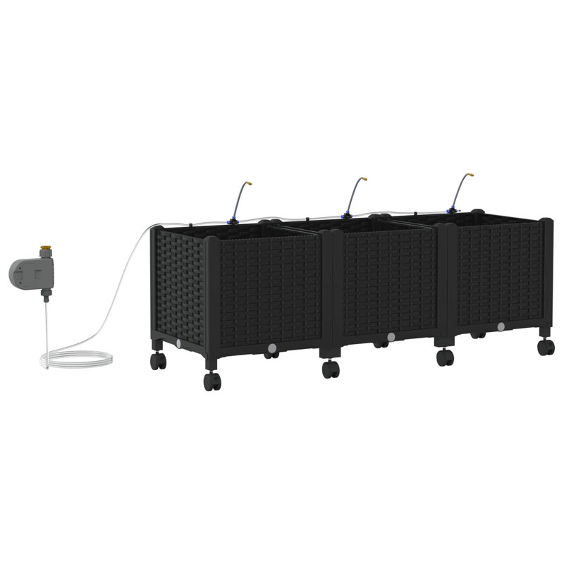 Planter, 43.5cm H x 120cm W x 40cm D, Black