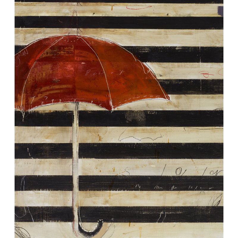 Umbrella Mood l - impression d'art graphique, Couche de verre, H 41 po x l 36 po