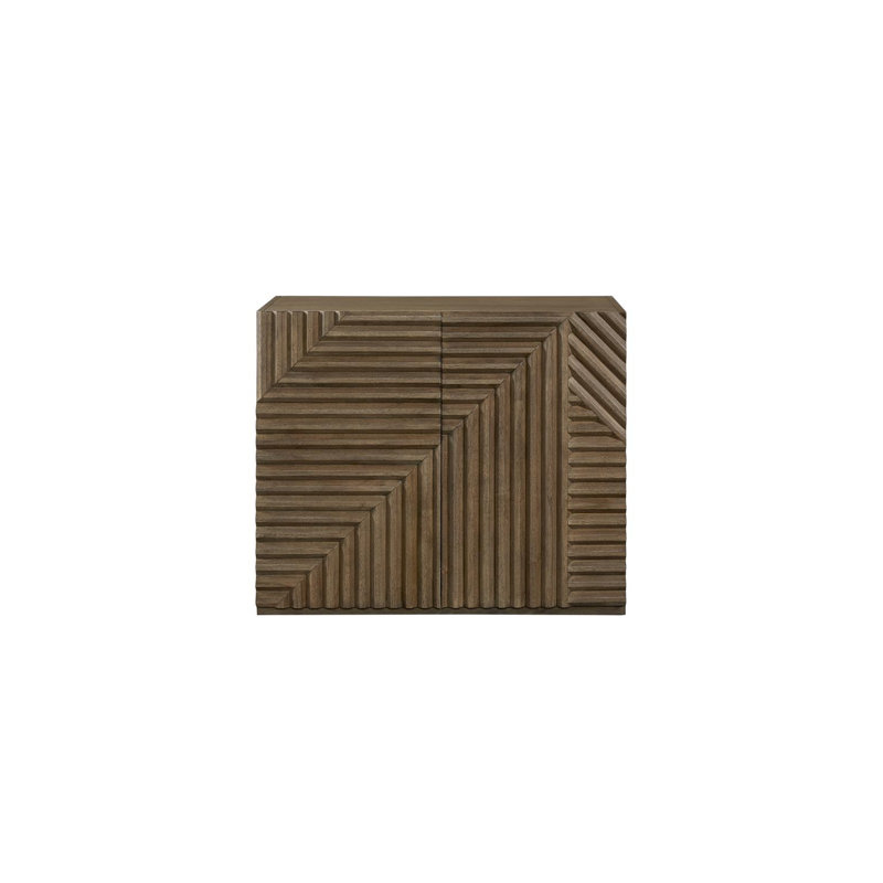 Commode d'appoint géométrique cannelée Oak Crest couleur seigle – Placage en chêne blanc américain, Brown