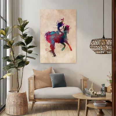 «Vibrant Horse and Rider», art mural contemporain