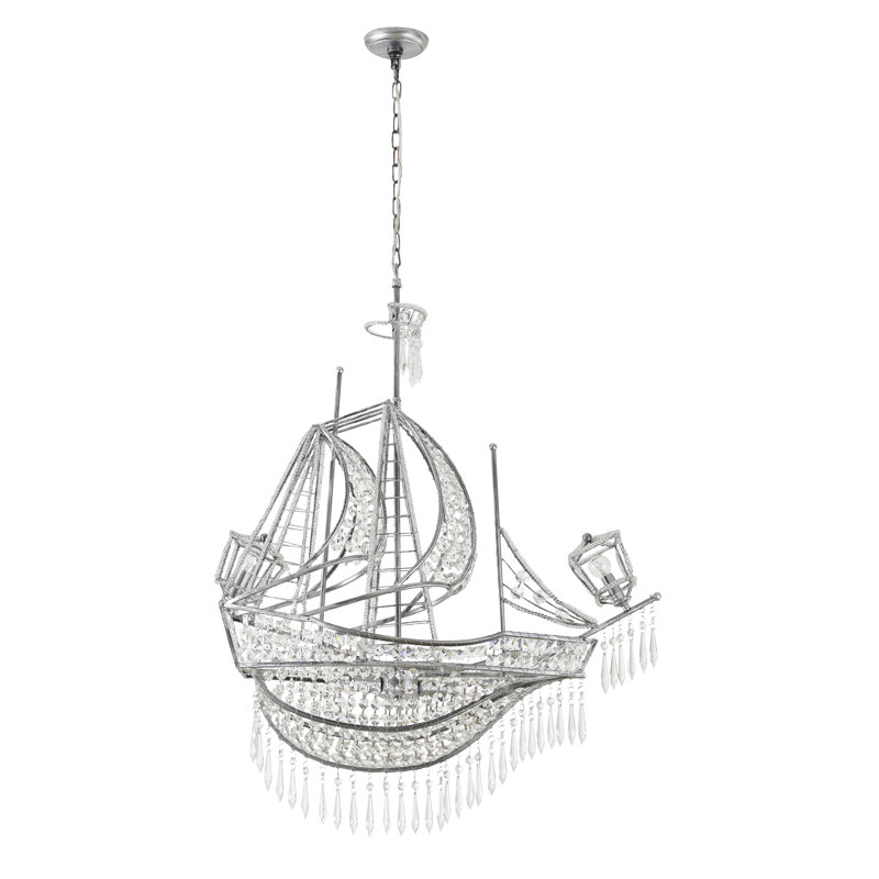 Lustre bateau en cristal 4 lumières Eclectic, Argent argent