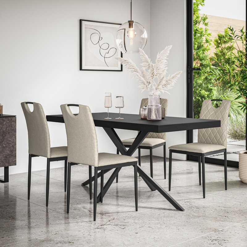 Beaudreult 6 - Person Dining Set, Black/Black/Beige