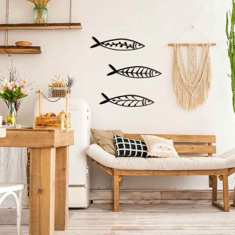 Art mural en métal Gobius Fish - décor nautique pour le salon, 3 pièces