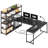 63'' Reversible Computer Desk With LED Power Outlet And Storage Shelves-108993917
