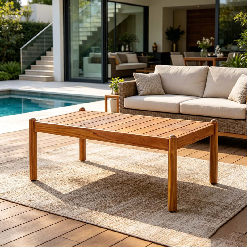 Table basse d'extérieur en bois d'acacia, Teak