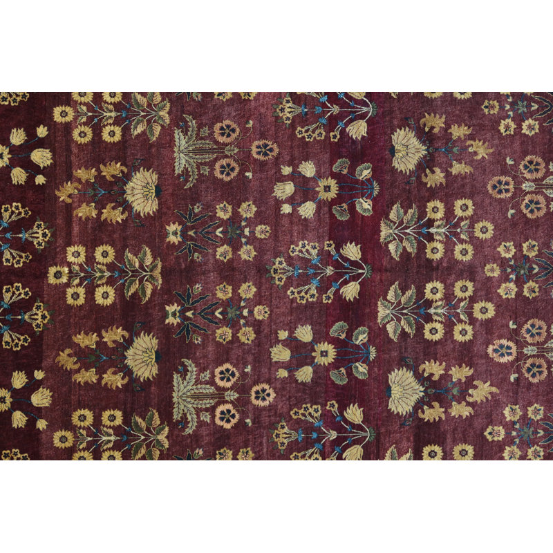 Tapis oriental en laine noué à la main bourgogne / ivoire / bleu / bleu sarcelle, Rectangle de 10 pi 3 po x 16 pi 1 po