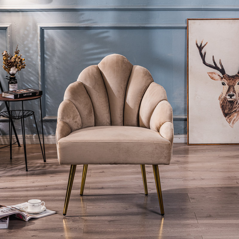 Meilani Velvet Lounge Chair, Beige Velvet 