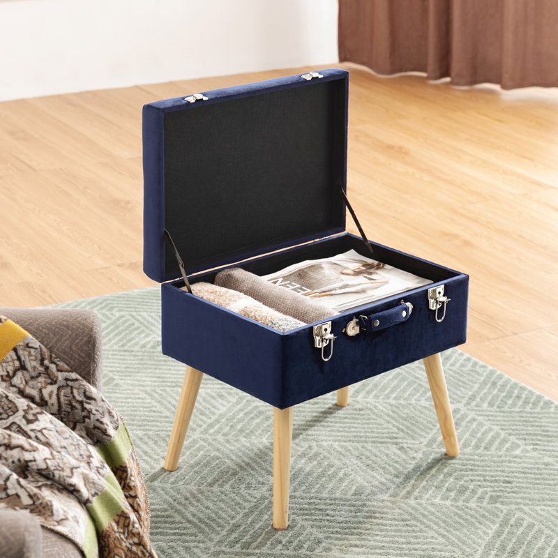 Coleridge Accent Stool, Navy/Natural