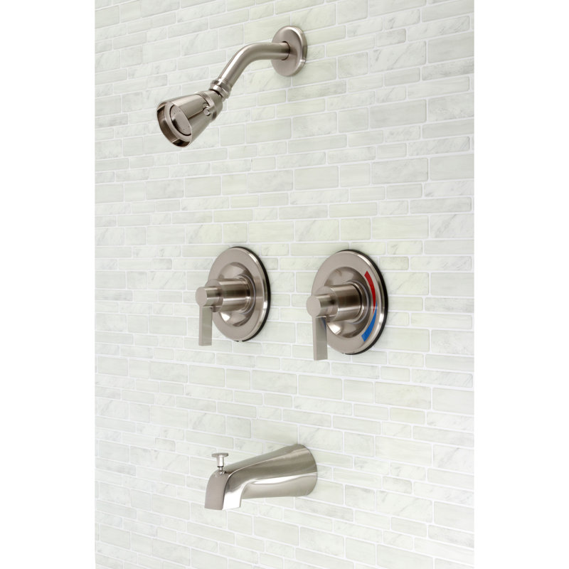 Robinet de baignoire et de douche à pression équilibrée avec valve brute NuvoFusion, Nickel brossé