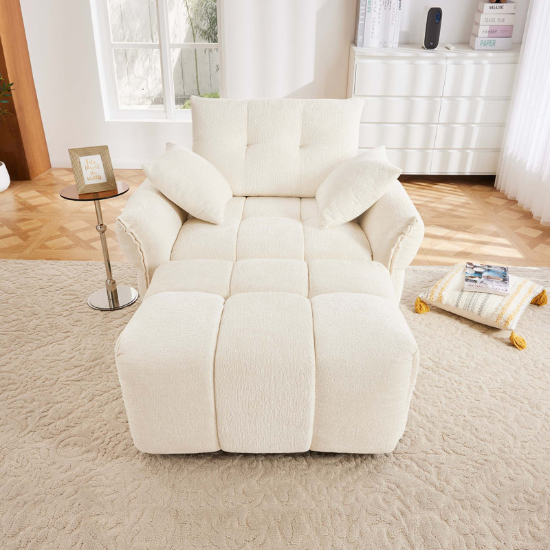Canapé ergonomique à une place avec repose-pieds, coussins de soutien à haute résilience et méridienne moderne à assemblage facile