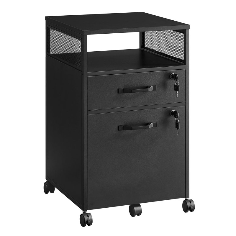 42cm Wide 2 -Drawer Mobile File Cabinet, Black