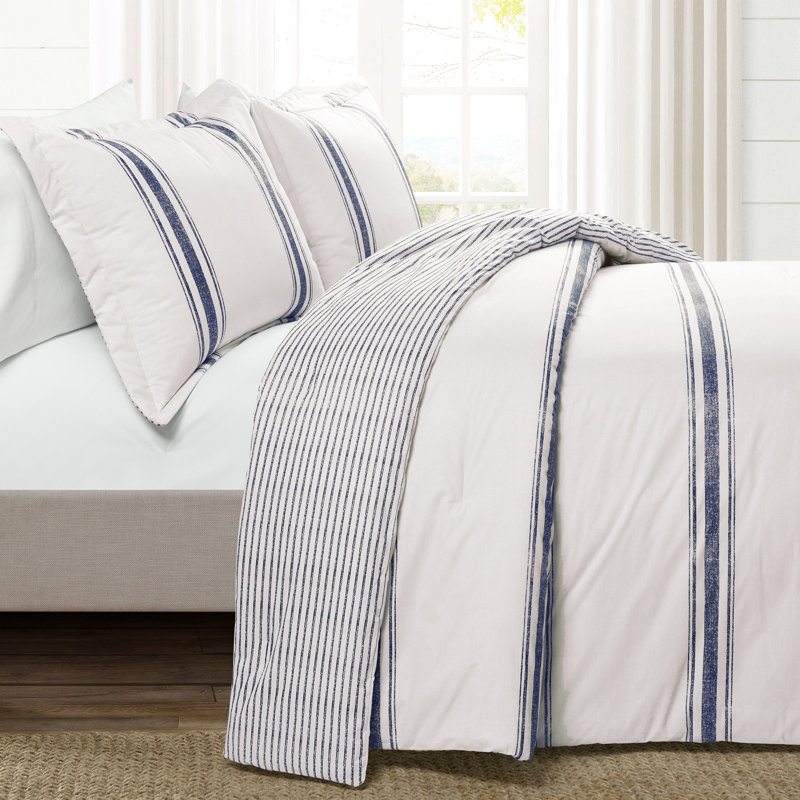 Gilroy Cotton Striped Comforter, Navy, California King
